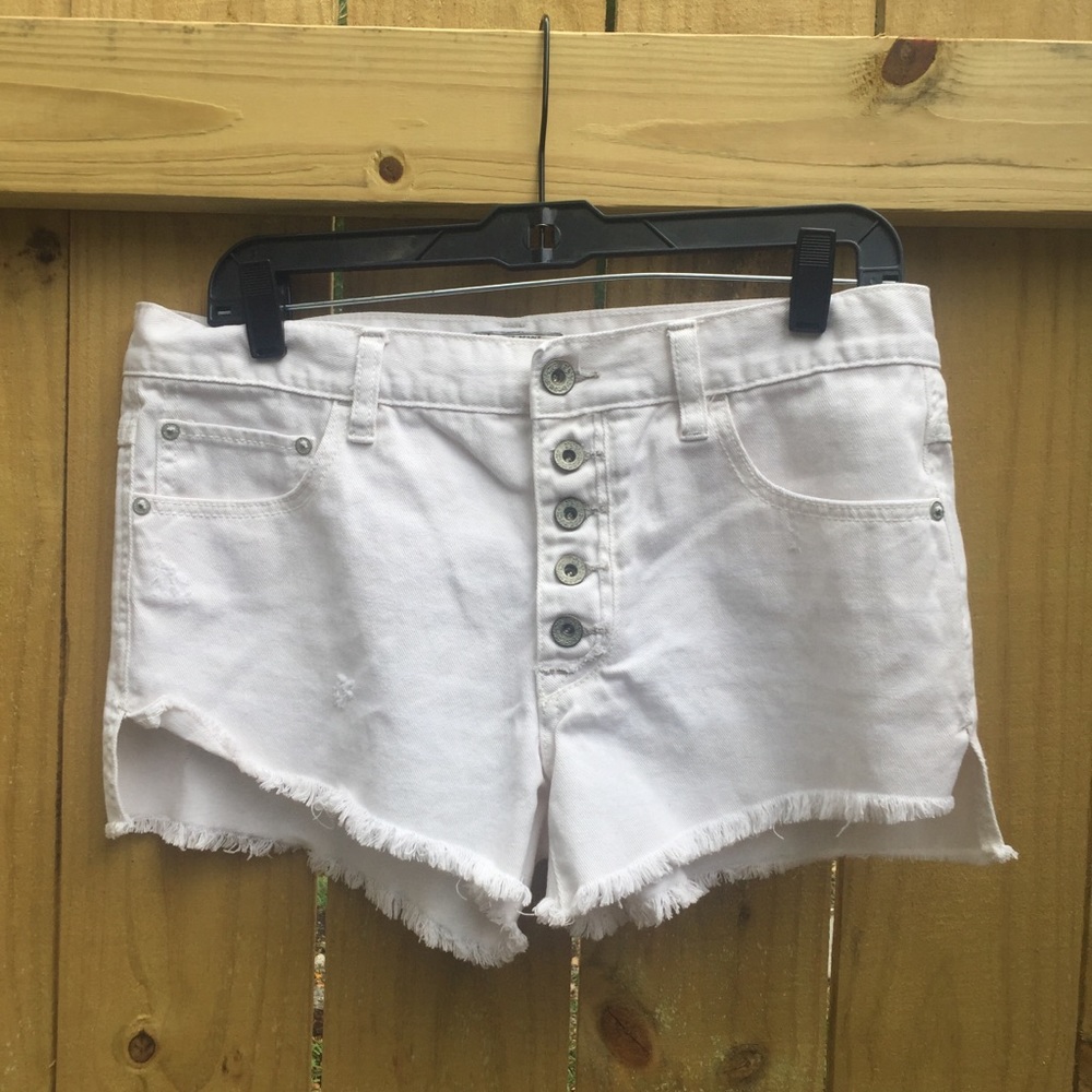 Free People white denim cutoff shorts